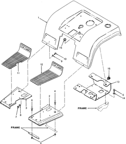 Fenders And Foot Rest Diagram and Parts List for 1860 800000-821059-140661100-141661100 Cub Cadet Lawn Tractor